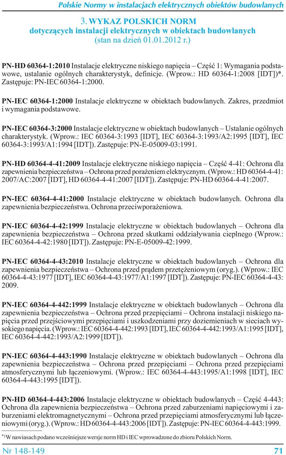 Zastępuje: PN-IEC 60364-1:2000. PN-IEC 60364-1:2000 Instalacje elektryczne w obiektach budowlanych. Zakres, przedmiot i wymagania podstawowe.