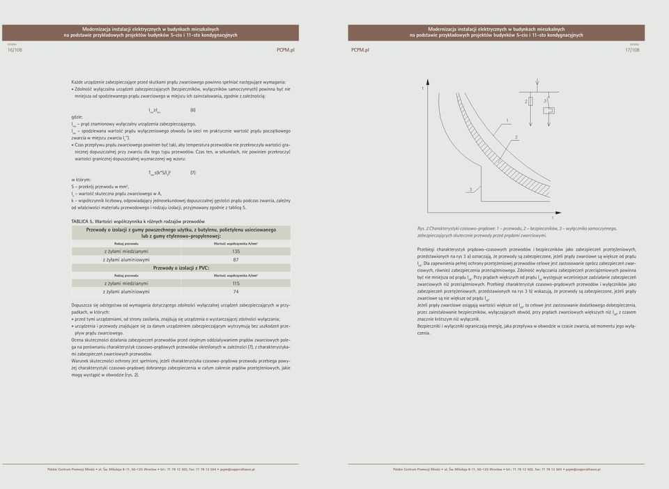samoczynnych) powinna być nie mniejsza od spodziewanego prądu zwarciowego w miejscu ich zainstalowania, zgodnie z zależnością: I nw I ws (6) gdzie: I nw prąd znamionowy wyłączalny urządzenia