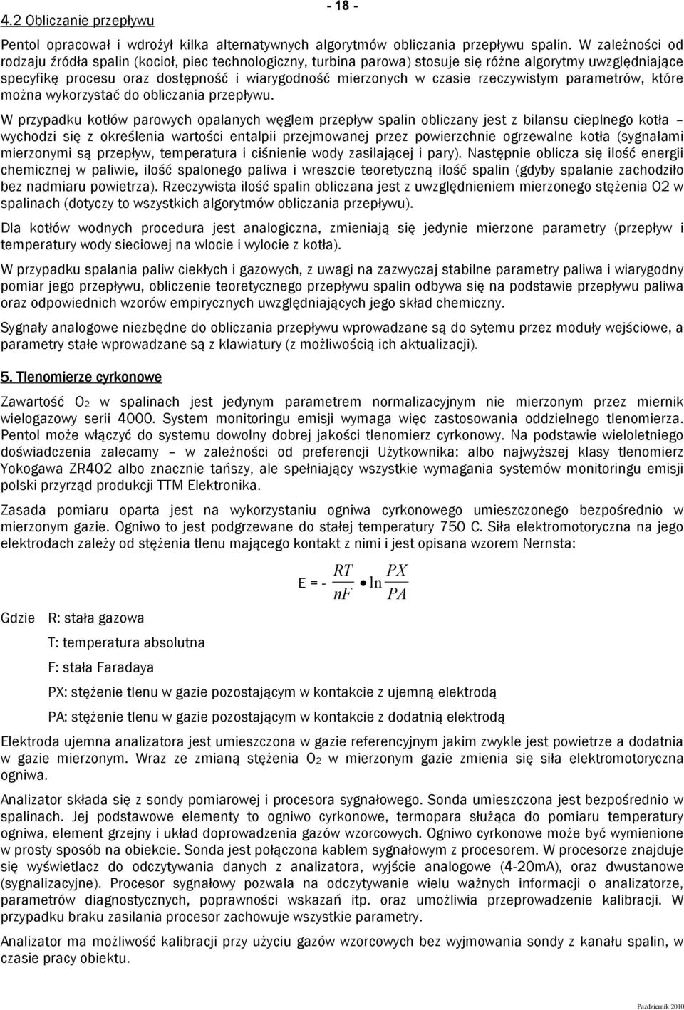 rzeczywistym parametrów, które można wykorzystać do obliczania przepływu.