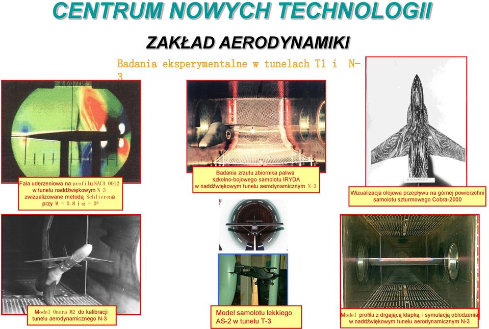 8 i = 0 Badania zrzutu zbiornika paliwa szkolno-bojowego samolotu IRYDA w naddźwiękowym tunelu aerodynamicznym N-3 Wizualizacja olejowa przepływu na