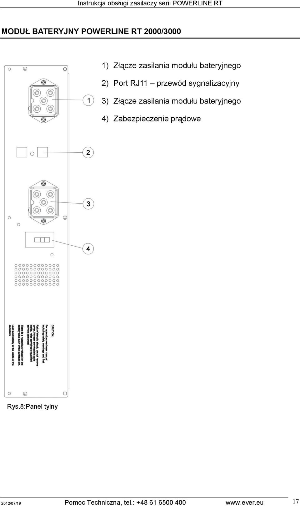 zasilania modułu bateryjnego 4) Zabezpieczenie prądowe Rys.