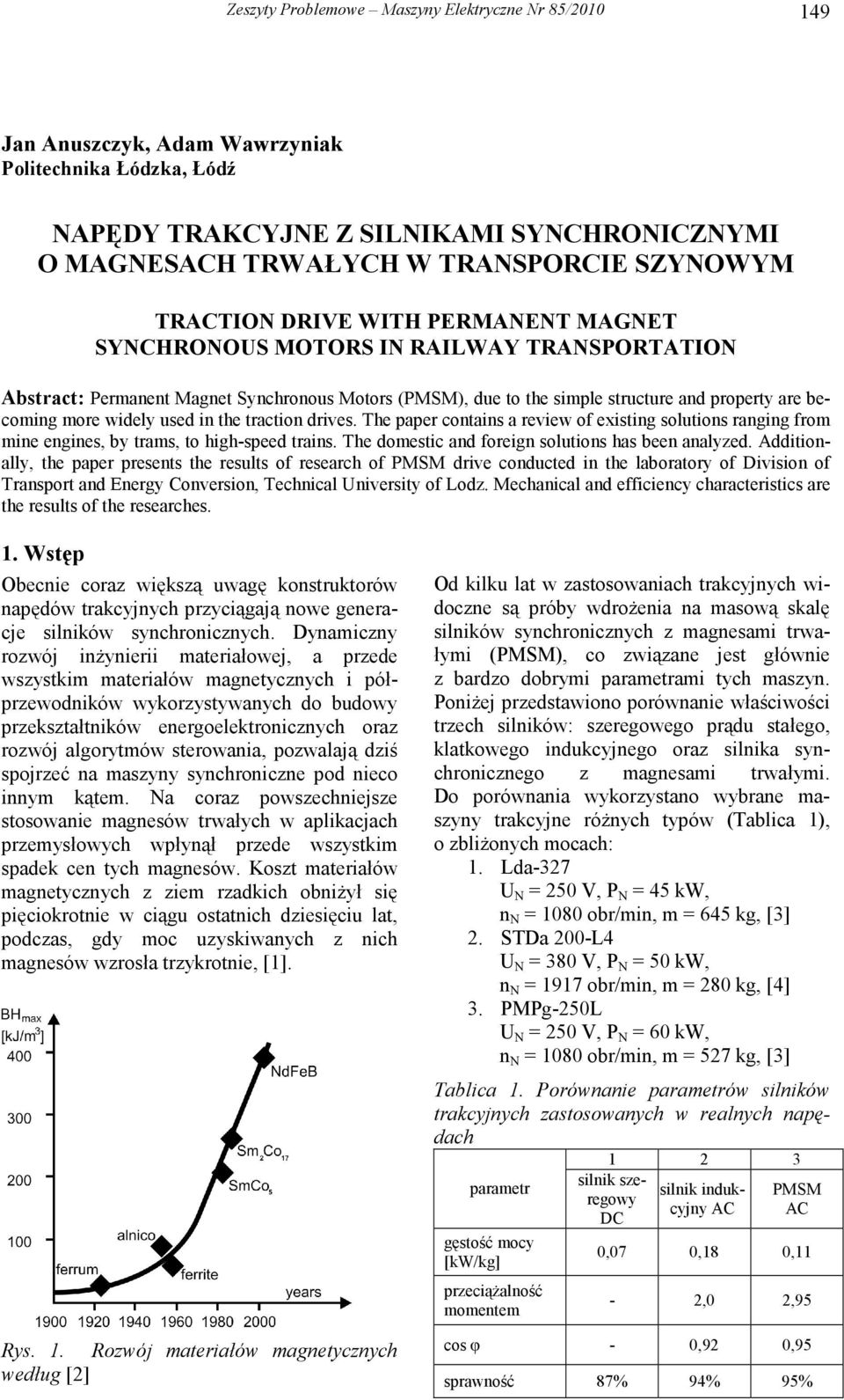 widely used in the traction drives. The paper contains a review of existing solutions ranging from mine engines, by trams, to high-speed trains. The domestic and foreign solutions has been analyzed.