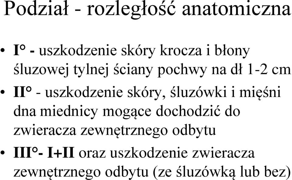 śluzówki i mięśni dna miednicy mogące dochodzić do zwieracza zewnętrznego