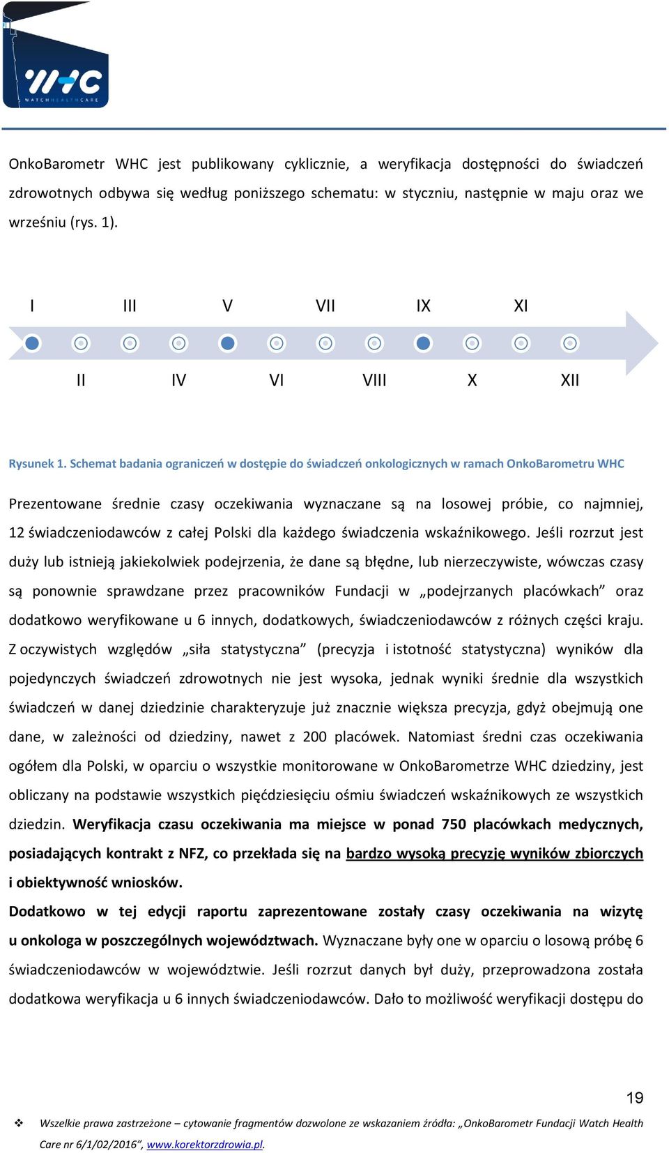 Schemat badania ograniczeń w dostępie do świadczeń onkologicznych w ramach OnkoBarometru WHC Prezentowane średnie czasy oczekiwania wyznaczane są na losowej próbie, co najmniej, 12 świadczeniodawców