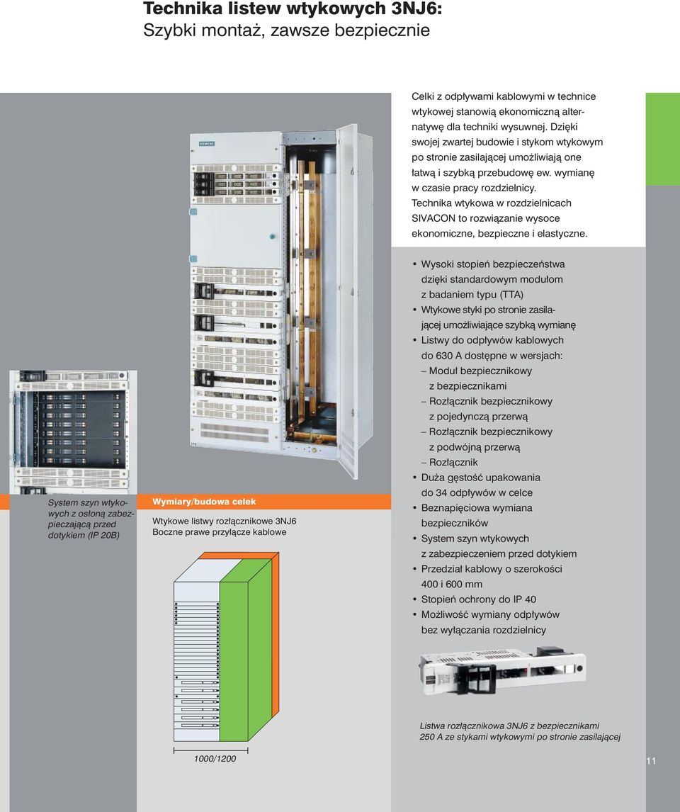 Technika wtykowa w rozdzielnicach SIVACON to rozwi¹zanie wysoce ekonomiczne, bezpieczne i elastyczne.