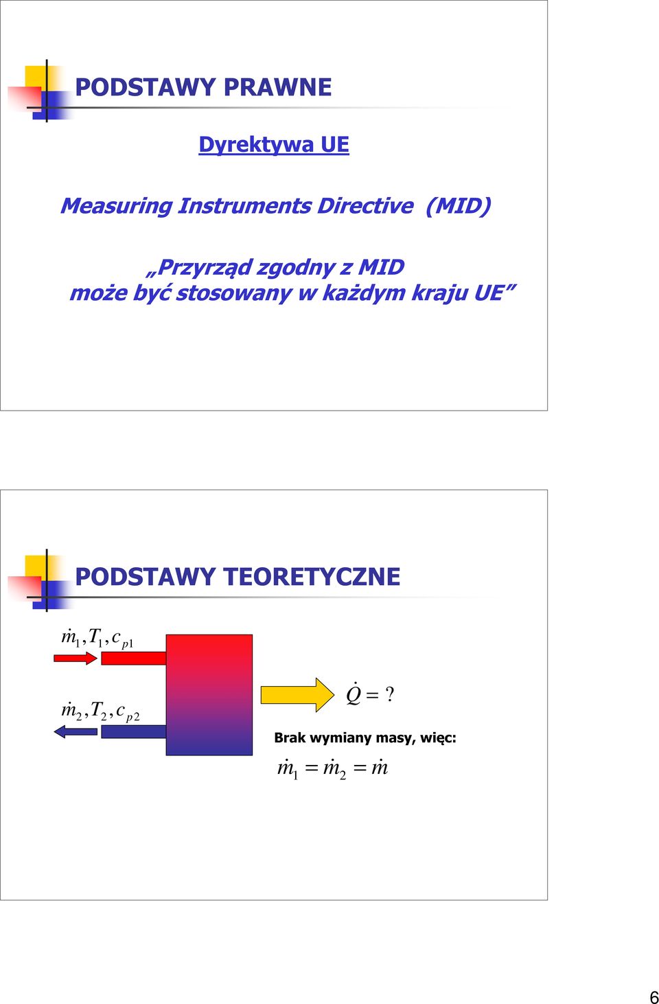 w każdym kraju UE PODSTAWY TEORETYCZNE m&, T, c 1 1 p 1