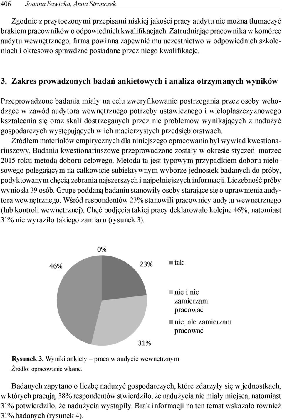 Zakres prowadzonych badań ankietowych i analiza otrzymanych wyników Przeprowadzone badania miały na celu zweryfikowanie postrzegania przez osoby wchodzące w zawód audytora wewnętrznego potrzeby