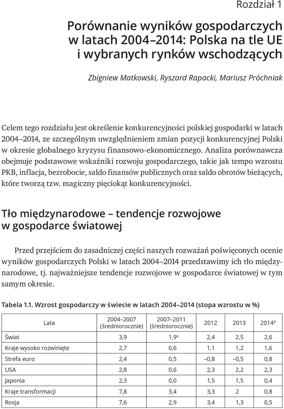 Analiza porównawcza obejmuje podstawowe wskaźniki rozwoju gospodarczego, takie jak tempo wzrostu PKB, inflacja, bezrobocie, saldo finansów publicznych oraz saldo obrotów bieżących, które tworzą tzw.