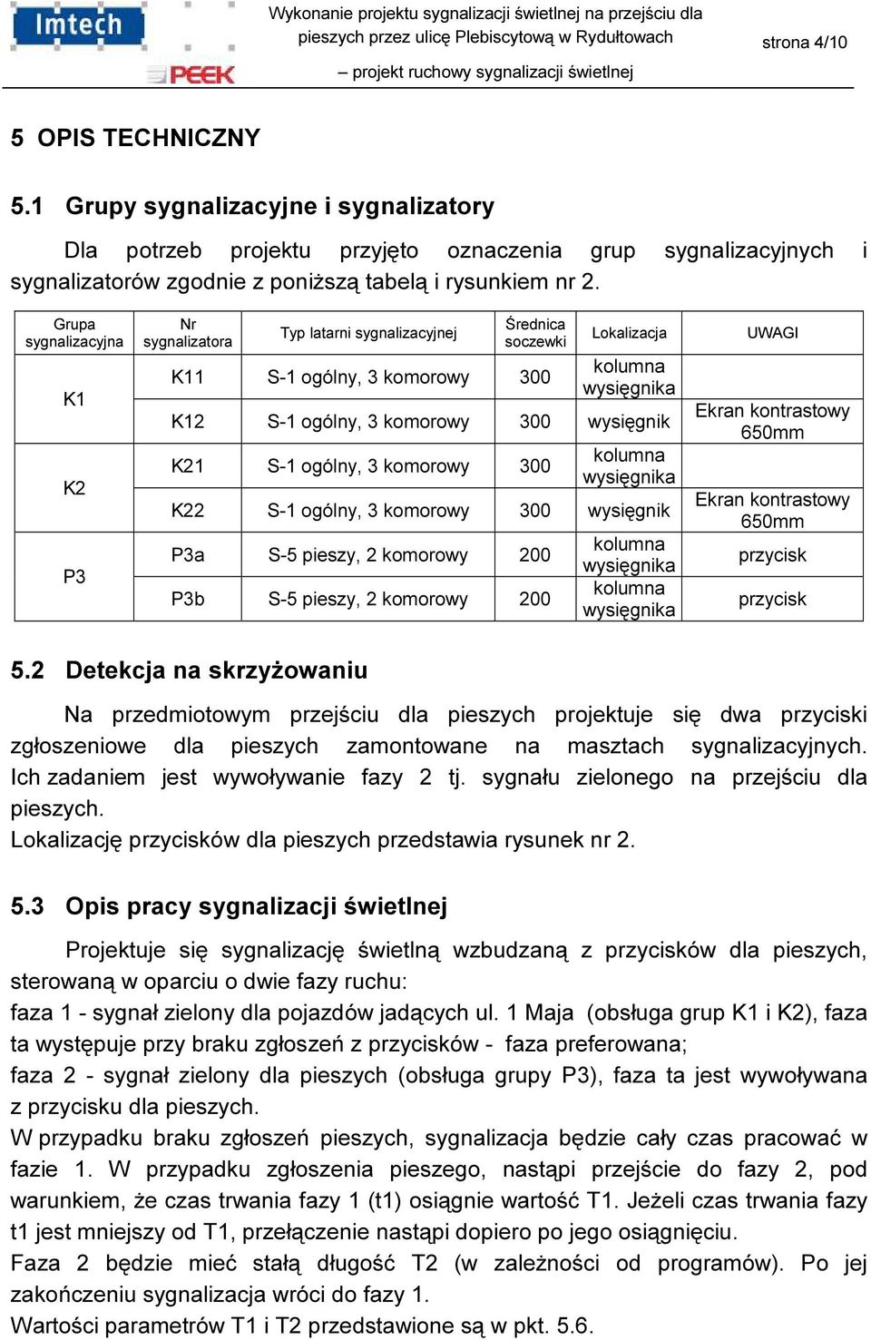 S-1 ogólny, 3 komorowy 300 kolumna wysięgnika K22 S-1 ogólny, 3 komorowy 300 wysięgnik P3a S-5 pieszy, 2 komorowy 200 P3b S-5 pieszy, 2 komorowy 200 kolumna wysięgnika kolumna wysięgnika UWAGI Ekran