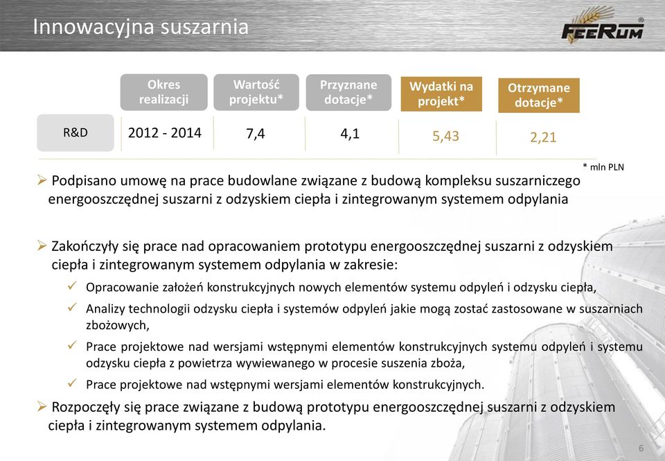 odzyskiem ciepła i zintegrowanym systemem odpylania w zakresie: Opracowanie założeń konstrukcyjnych nowych elementów systemu odpyleń i odzysku ciepła, Analizy technologii odzysku ciepła i systemów