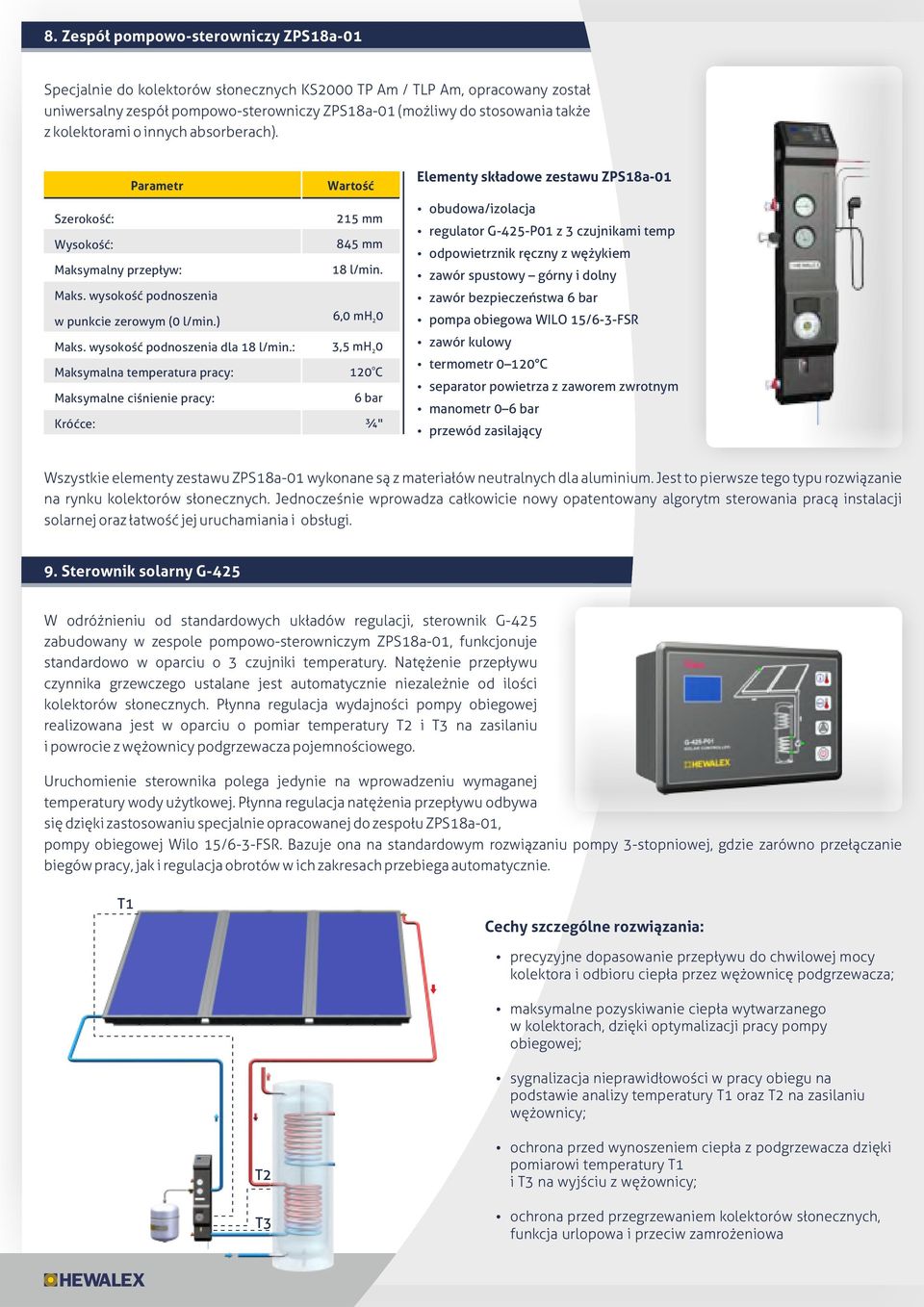 : Maksymalna temperatura pracy: Maksymalne ciśnienie pracy: Króćce: Wartość 15 mm 845 mm 18 l/min.