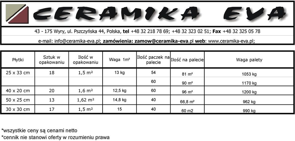 pl web: www.ceramika-eva.