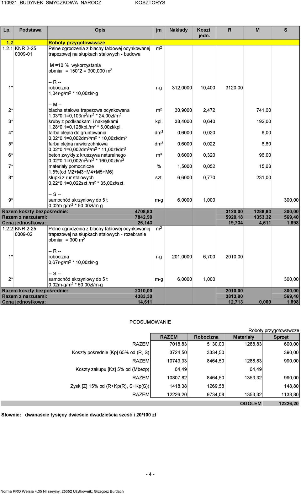 38,4000 0,640 192,00 1,28*0,1=0,128kpl./ * 5,00zł/kpl.