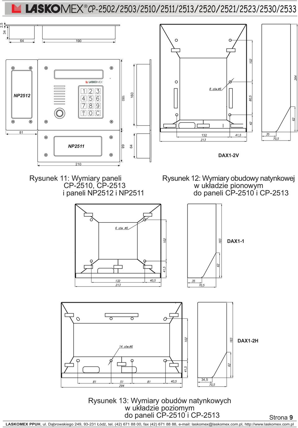 natynkowej w uk³adzie pionowym do paneli CP-2510 i CP-2513 DAX1-1 DAX1-2H 34,5