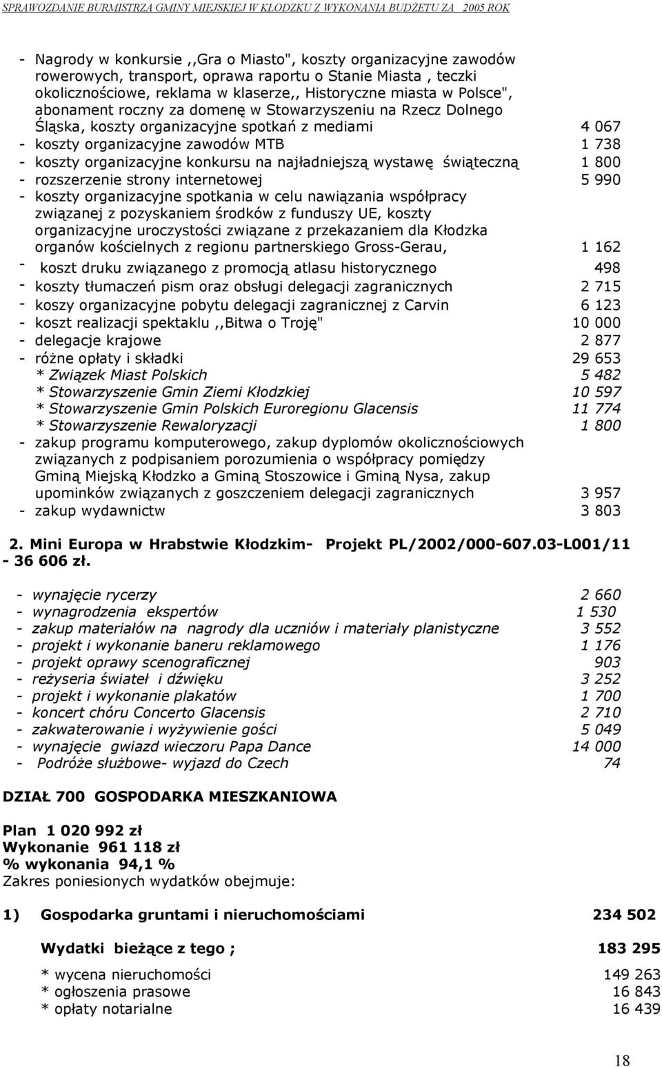 koszty organizacyjne zawodów MTB 1 738 - koszty organizacyjne konkursu na najładniejszą wystawę świąteczną 1 8 - rozszerzenie strony internetowej 5 99 - koszty organizacyjne spotkania w celu