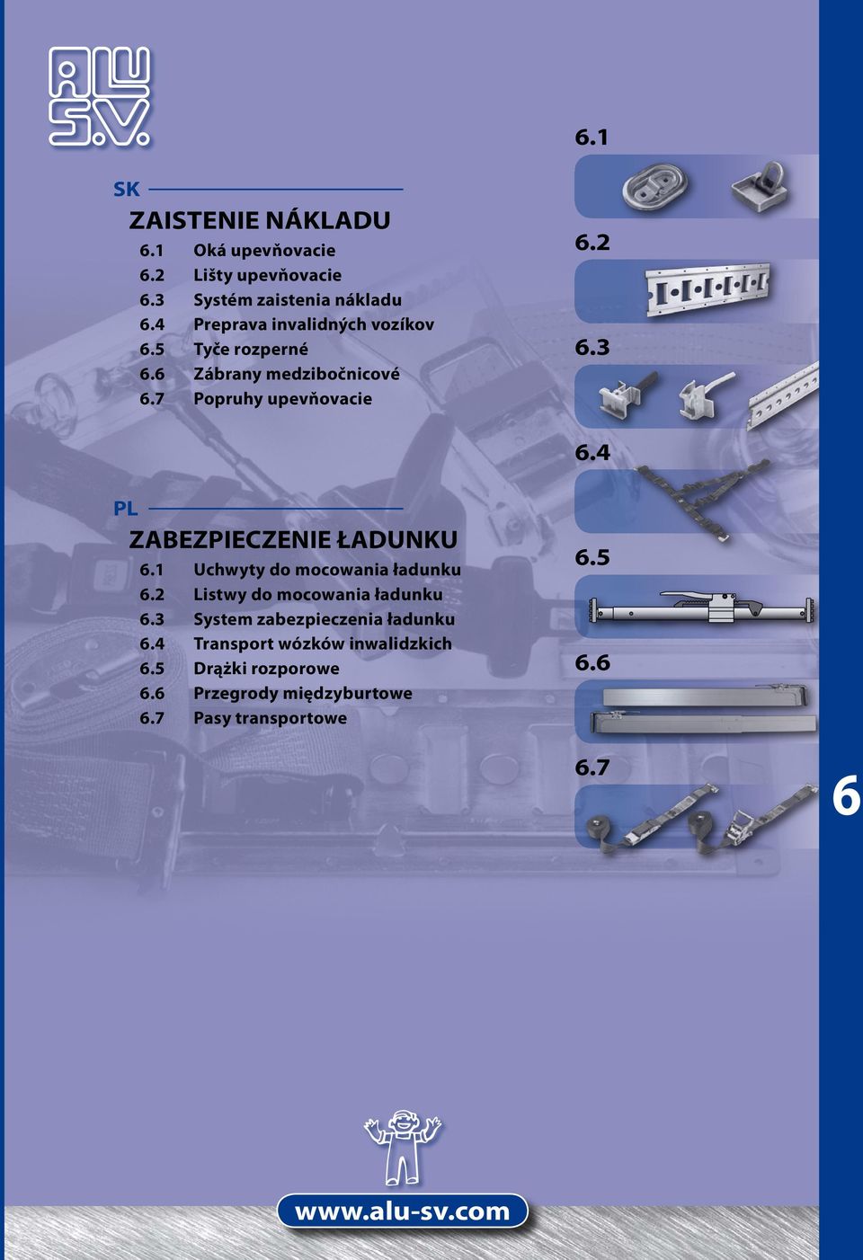 3 6.4 P 6.1 Uchwyty do mocowania ładunku 6.2 istwy do mocowania ładunku 6.