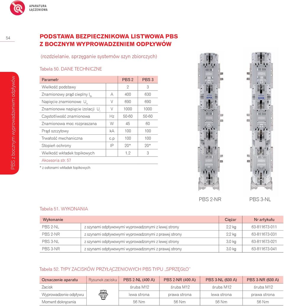 U i V 1000 1000 Częstotliwość znamionowa Hz 50-60 50-60 Znamionowa moc rozpraszana W 45 60 Prąd szczytowy ka 100 100 Trwałość mechaniczna c.