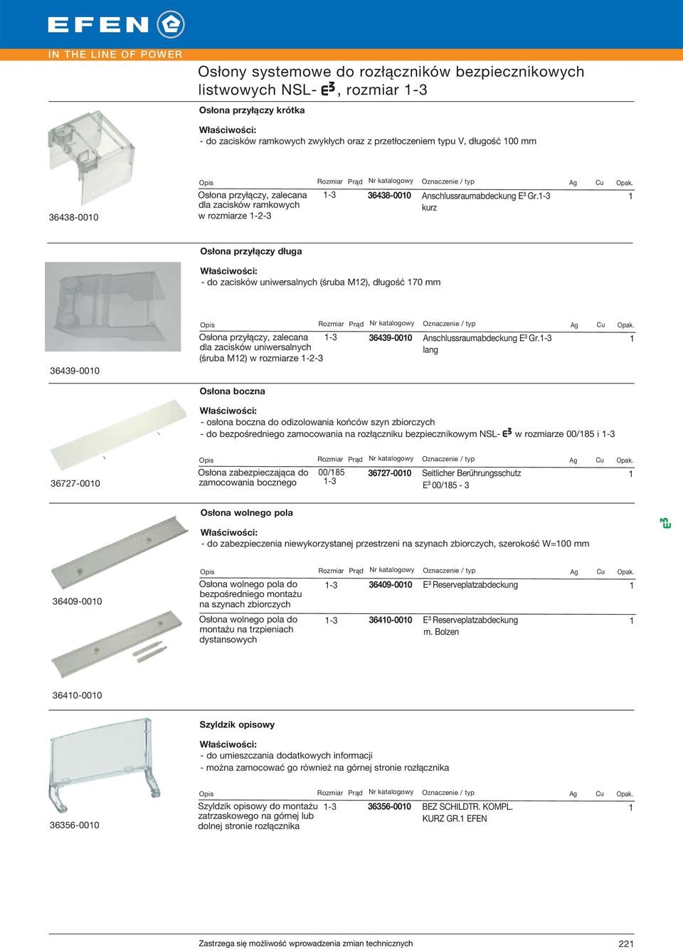 - kurz Osłona przyłączy długa - do zacisków uniwersalnych (śruba M), długość 70 mm 649-000 Osłona przyłączy, zalecana - 649-000 Anschlussraumabdeckung E Gr.