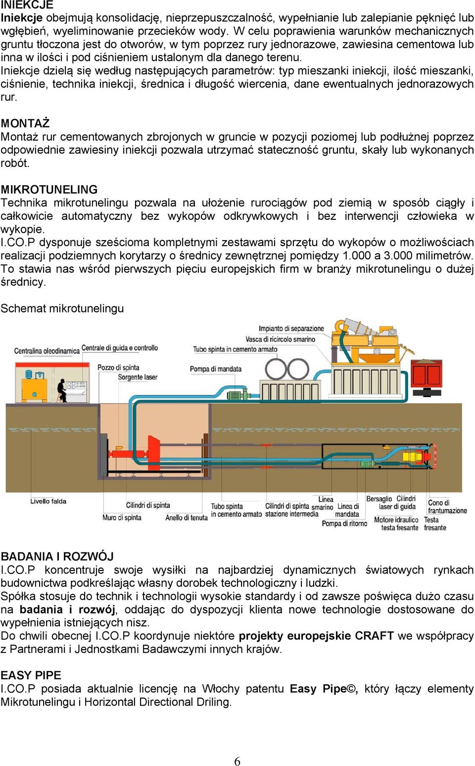 Iniekcje dzielą się według następujących parametrów: typ mieszanki iniekcji, ilość mieszanki, ciśnienie, technika iniekcji, średnica i długość wiercenia, dane ewentualnych jednorazowych rur.