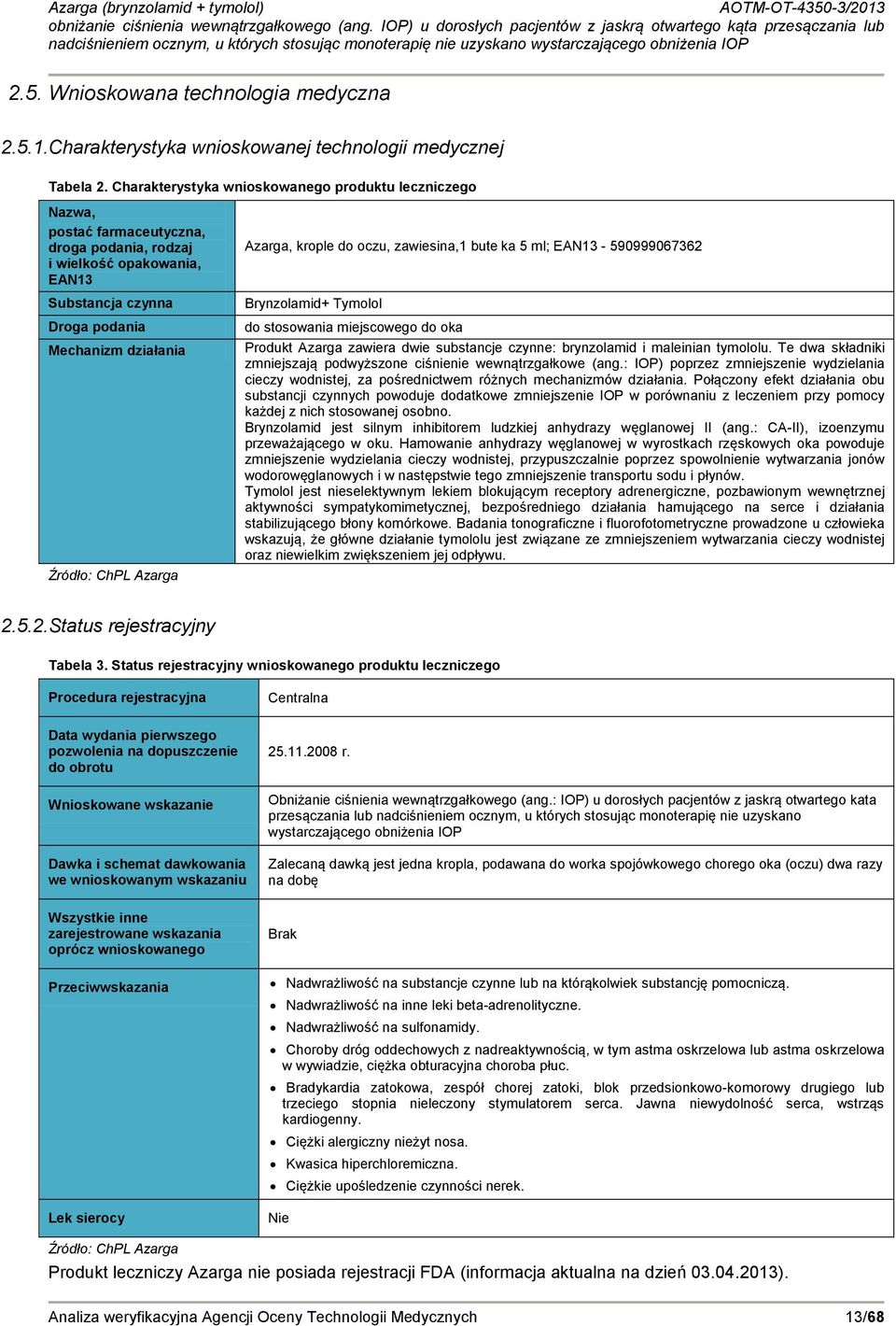 Azarga Azarga, krople do oczu, zawiesina,1 bute ka 5 ml; EAN13-590999067362 Brynzolamid+ Tymolol do stosowania miejscowego do oka Produkt Azarga zawiera dwie substancje czynne: brynzolamid i