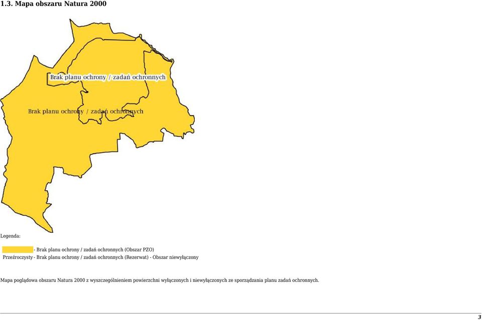 - Obszar niewyłączony Mapa poglądowa obszaru Natura 2000 z wyszczególnieniem