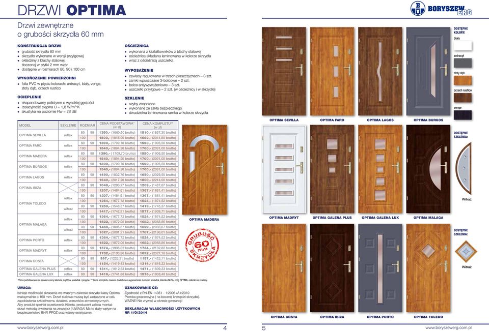 poziomie Rw = 28 db OŚCIŻNICA wykonana z kształtowników z blachy stalowej składana laminowana w kolorze skrzydła wraz z ościeżnicą uszczelka WYPOSAŻNI zawiasy regulowane w trzech płaszczyznach 3 szt.