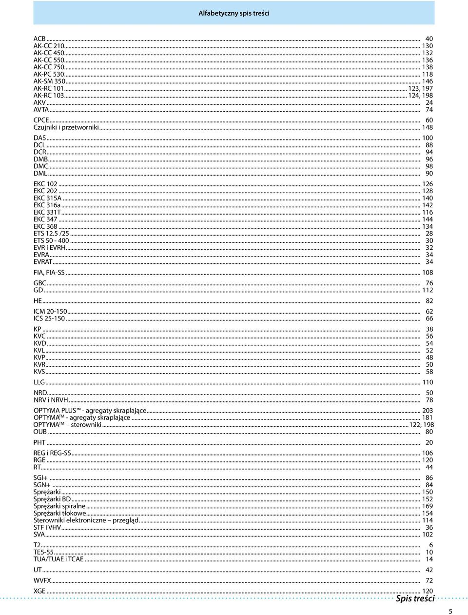 .. 144 EKC 368... 134 ETS 12.5 /25... 28 ETS 50-400... 30 EVR i EVRH... 32 EVRA... 34 EVRAT... 34 FIA, FIA-SS... 108 GBC... 76 GD... 112 HE... 82 ICM 20-150... 62 ICS 25-150... 66 KP... 38 KVC.