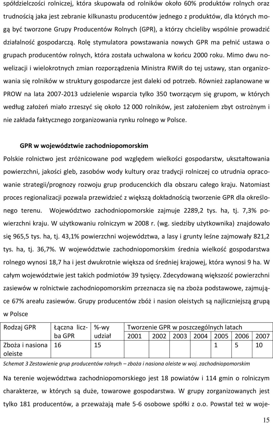 Rolę stymulatora powstawania nowych GPR ma pełnid ustawa o grupach producentów rolnych, która została uchwalona w koocu 2000 roku.