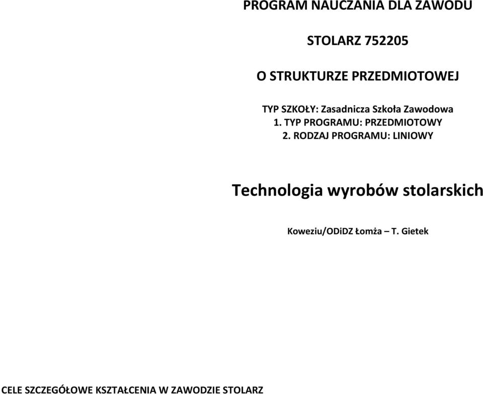 TYP PROGRAM: PRZEDMIOTOWY 2.