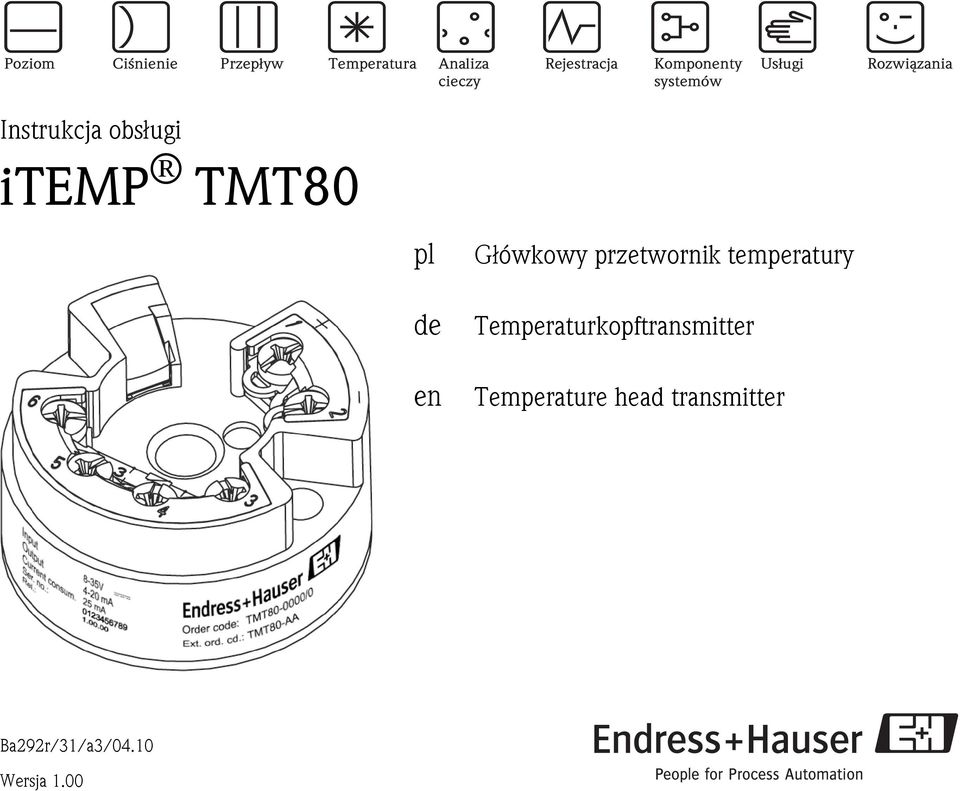 TMT80 pl de en Główkowy przetwornik temperatury