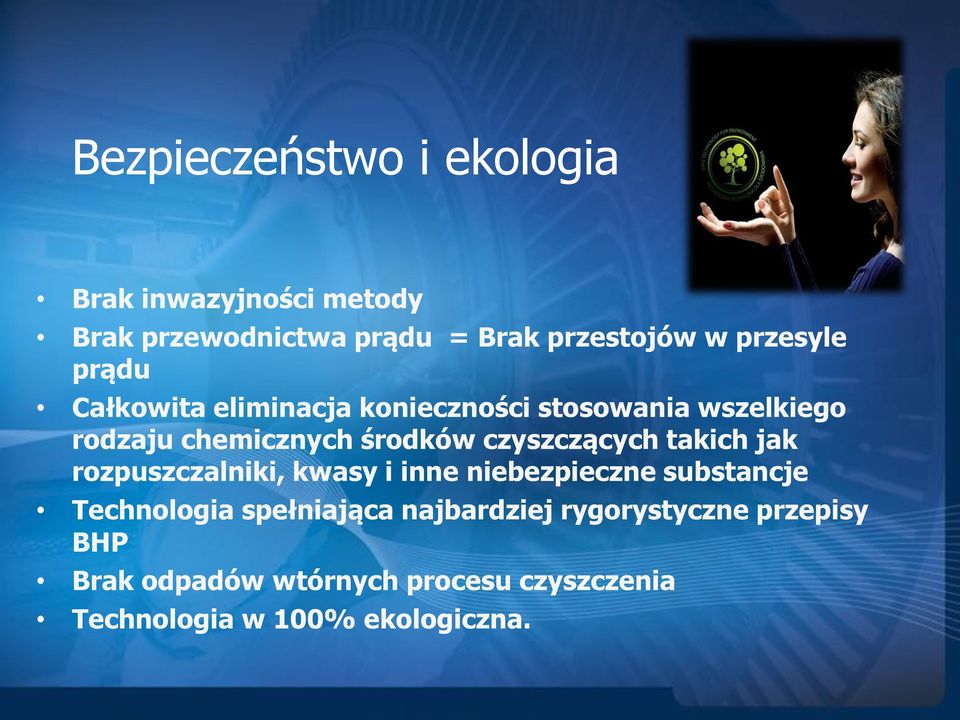 czyszczących takich jak rozpuszczalniki, kwasy i inne niebezpieczne substancje Technologia spełniająca