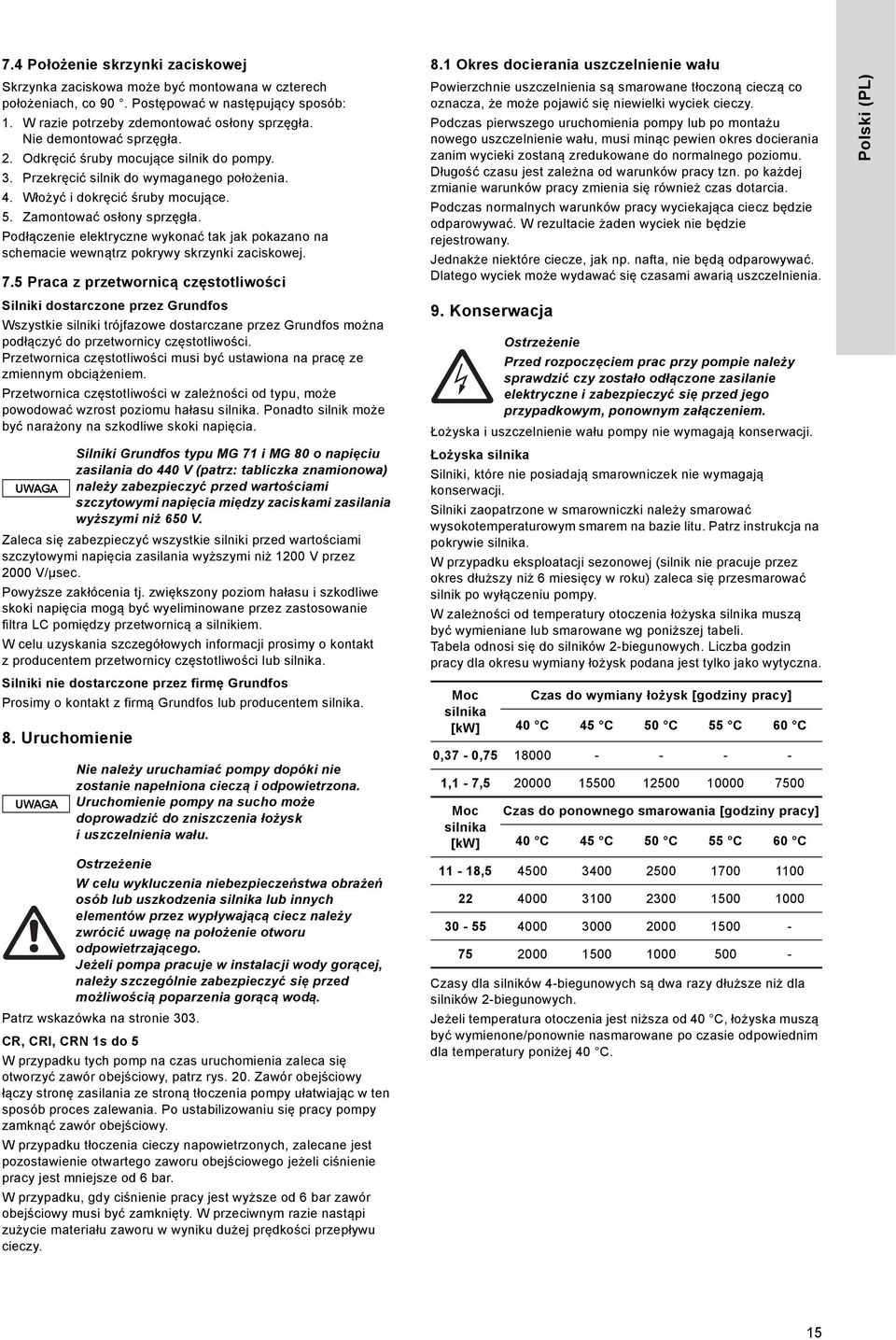 Podłączenie elektryczne wykonać tak jak pokazano na schemacie wewnątrz pokrywy skrzynki zaciskowej.