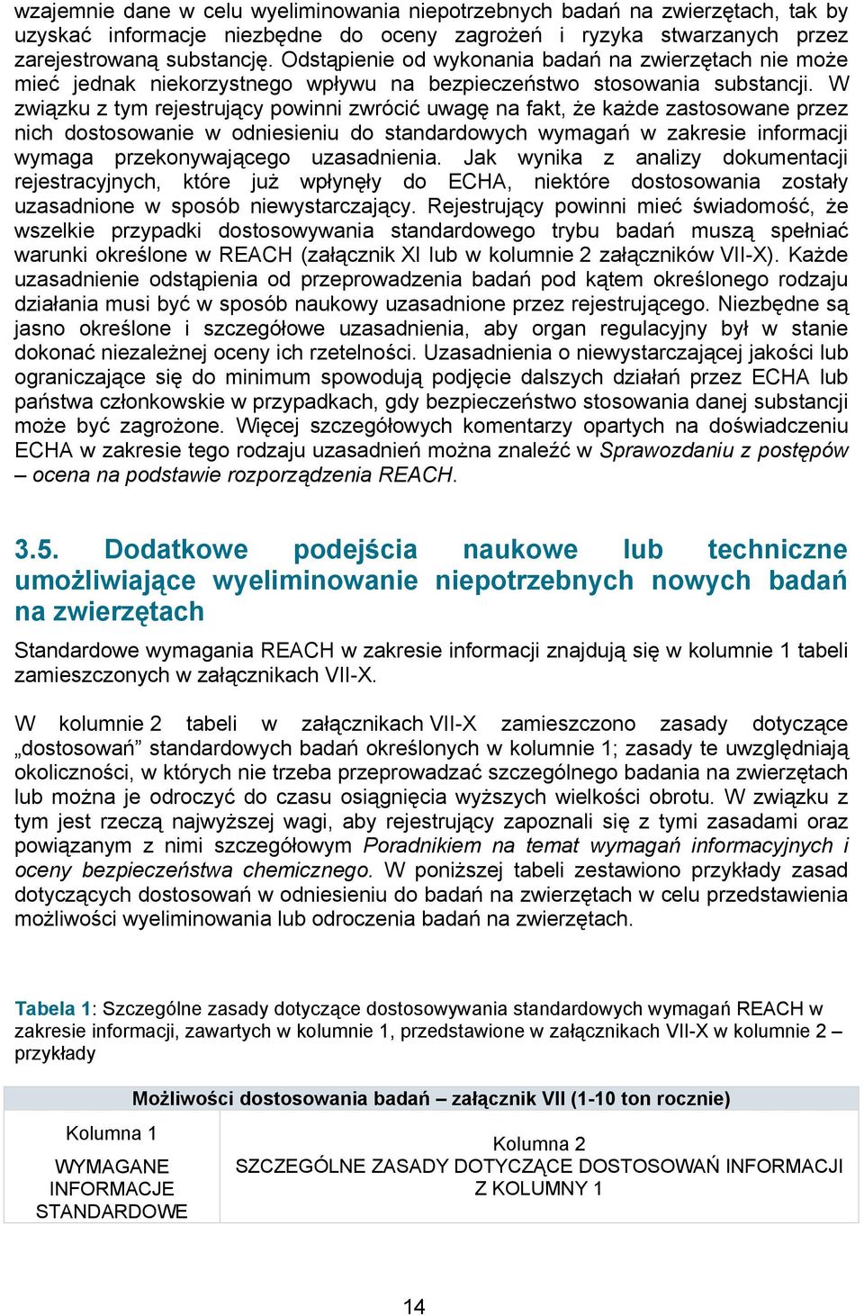 W związku z tym rejestrujący powinni zwrócić uwagę na fakt, że każde zastosowane przez nich dostosowanie w odniesieniu do standardowych wymagań w zakresie informacji wymaga przekonywającego