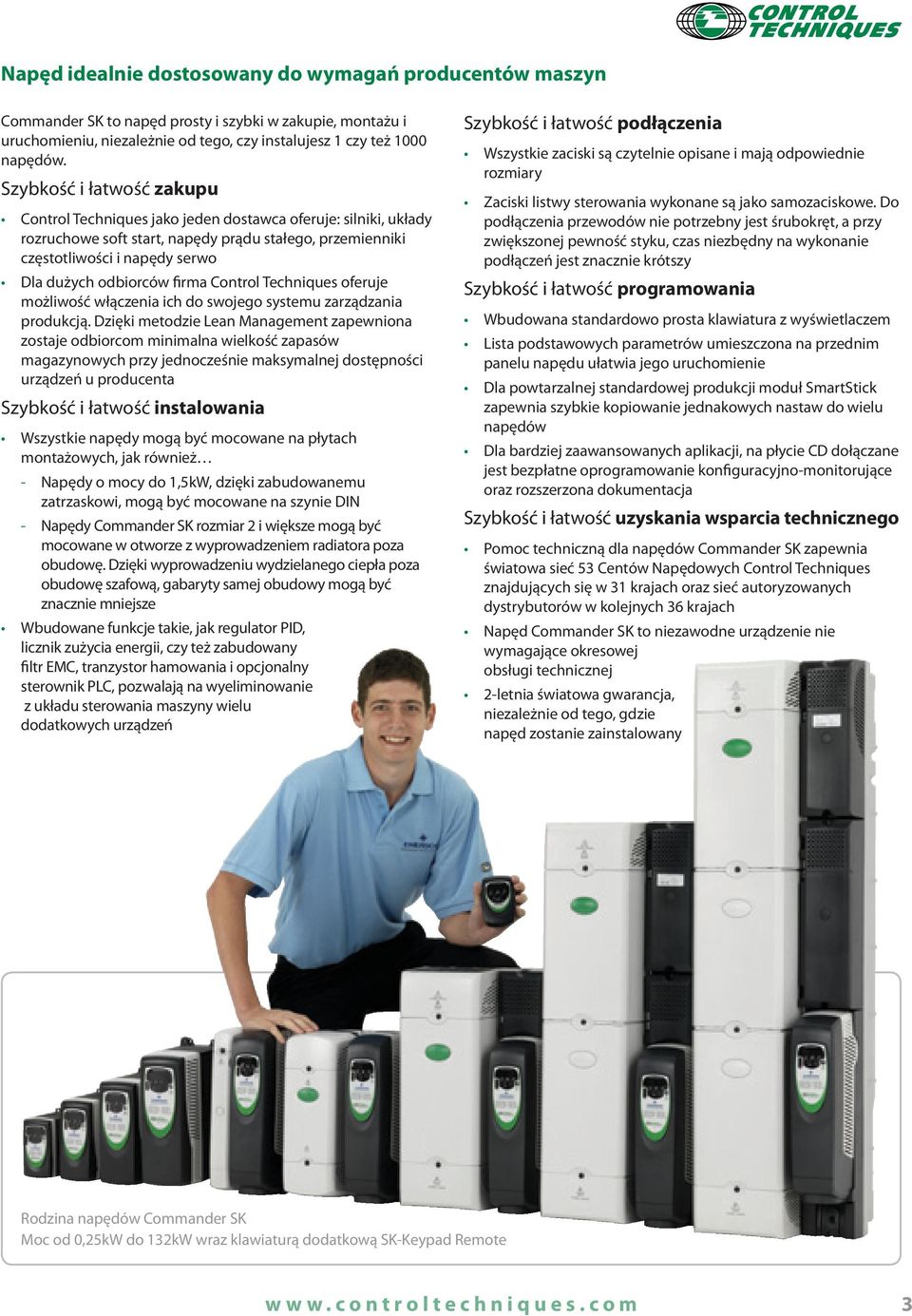 firma ontrol Techniques oferuje możliwość włączenia ich do swojego systemu zarządzania produkcją.