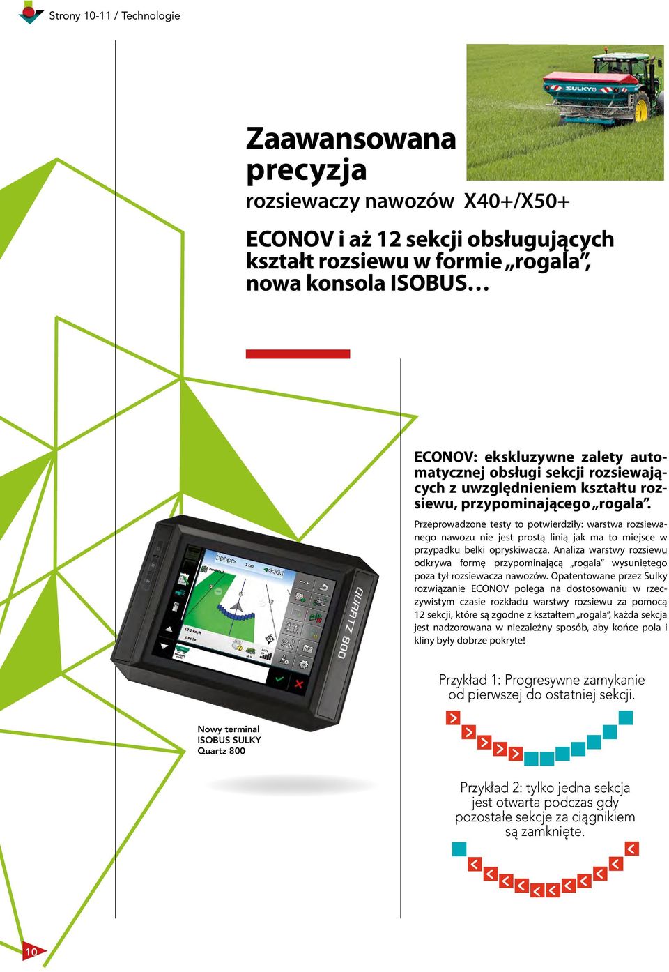 Przeprowadzone testy to potwierdziły: warstwa rozsiewanego nawozu nie jest prostą linią jak ma to miejsce w przypadku belki opryskiwacza.