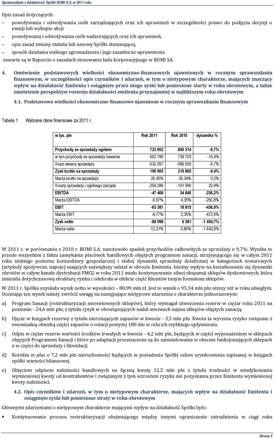 stosowania ładu korporacyjnego w BOMI SA. 4.