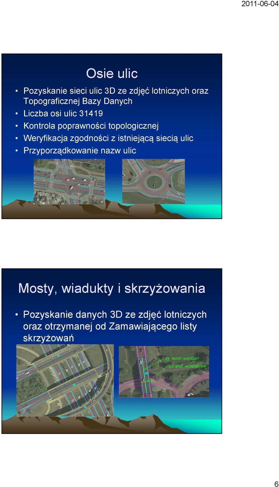 z istniejącą siecią ulic Przyporządkowanie nazw ulic Mosty, wiadukty i skrzyżowania