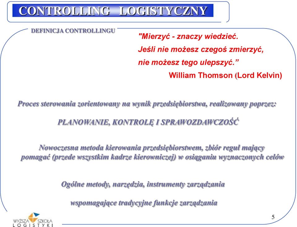 KNTRLĘ I SPRAWZAWZŚĆ Nowoczesna metoda kierowania przedsiębiorstwem, zbiór reguł mający pomagać (przede wszystkim kadrze