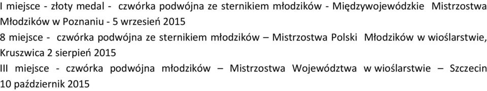 sternikiem młodzików Mistrzostwa Polski Młodzików w wioślarstwie, Kruszwica 2 sierpień