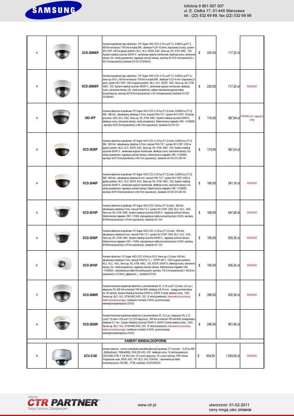 SSNR III, serwisowe wyjście monitorowe, detekcja ruchu, obrócenie obrazu,12x strefy prywatności, regulacja ostrośći obrazu, wymiary Φ115,8 mm(szerokość) x 92,7mm(wysokość),Zasilanie DC12V DC/24VC $