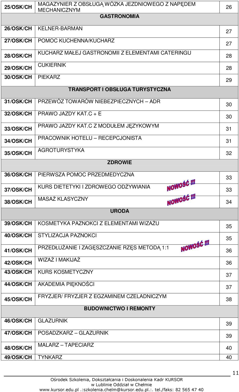 OBSŁUGA TURYSTYCZNA PRZEWÓZ TOWARÓW NIEBEZPIECZNYCH ADR PRAWO JAZDY KAT.C + E PRAWO JAZDY KAT.