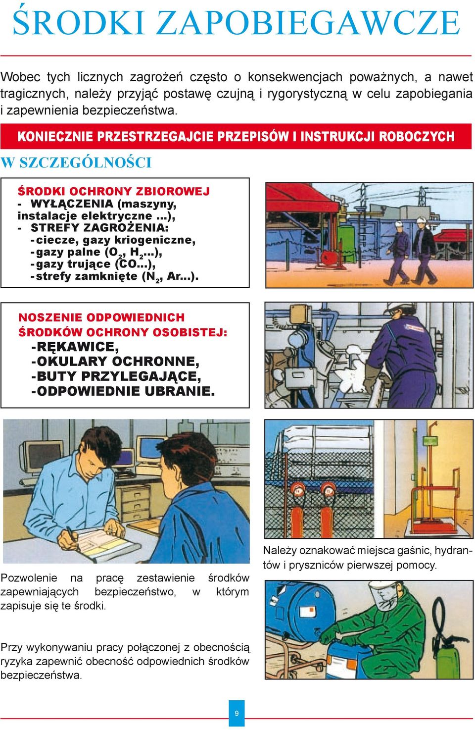 ..), - STREFY ZAGROŻENIA: - ciecze, gazy kriogeniczne, - gazy palne (O2, H2...), - gazy trujące (CO...), - strefy zamknięte (N2, Ar...). NOSZENIE ODPOWIEDNICH ŚRODKÓW OCHRONY OSOBISTEJ: - RĘKAWICE, - OKULARY OCHRONNE, - BUTY PRZYLEGAJĄCE, - ODPOWIEDNIE UBRANIE.