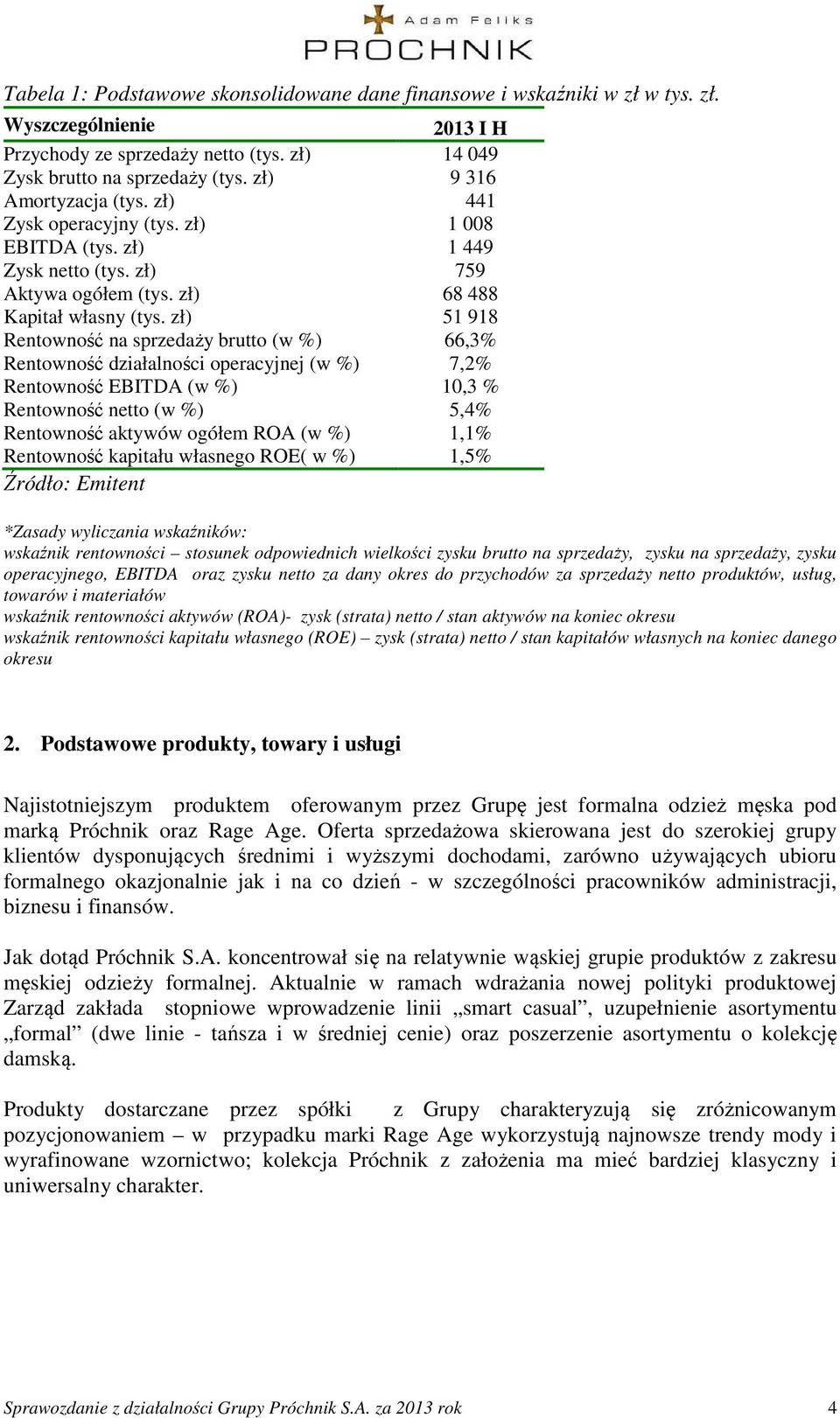 zł) 51 918 Rentowność na sprzedaży brutto (w %) 66,3% Rentowność działalności operacyjnej (w %) 7,2% Rentowność EBITDA (w %) 10,3 % Rentowność netto (w %) 5,4% Rentowność aktywów ogółem ROA (w %)