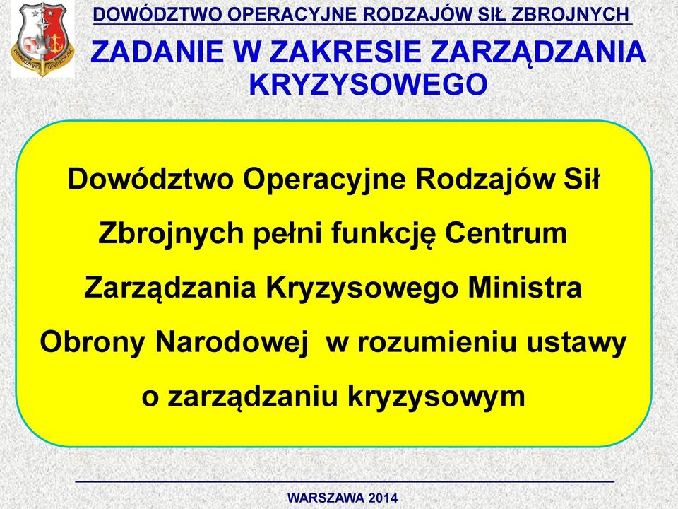 Zarządzania Kryzysowego Ministra Obrony