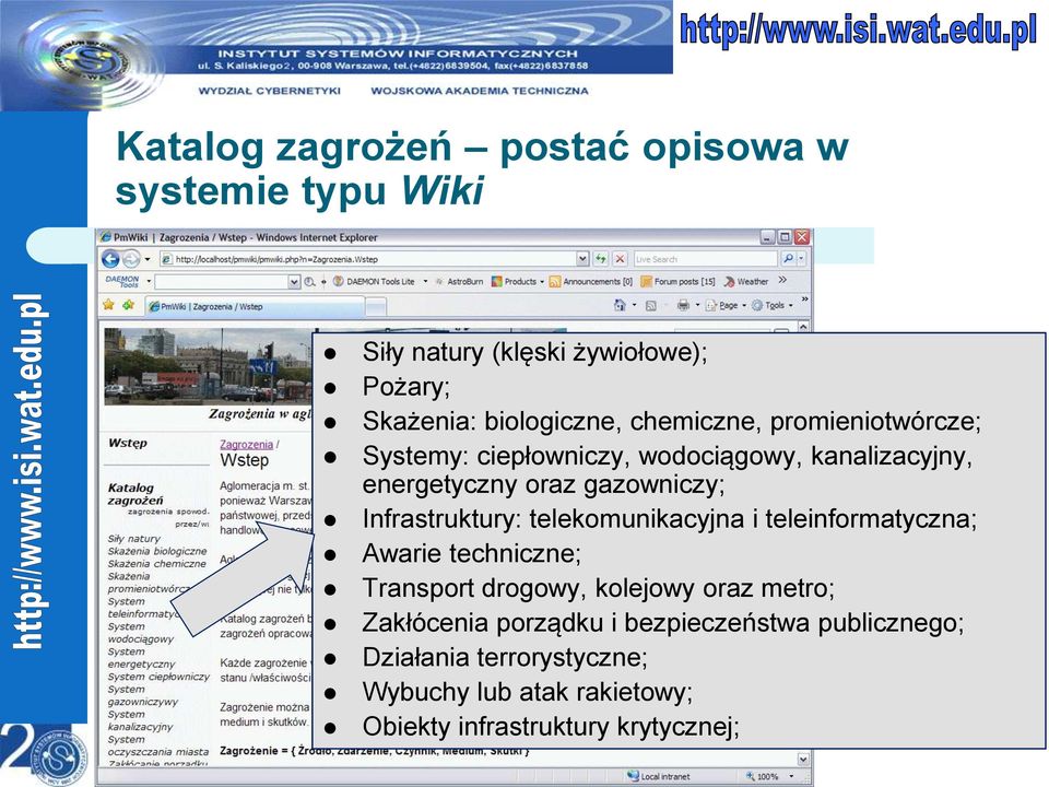 Infrastruktury: telekomunikacyjna i teleinformatyczna; Awarie techniczne; Transport drogowy, kolejowy oraz metro;