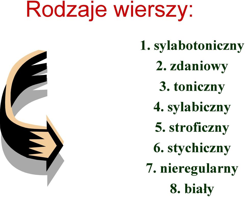 toniczny 4. sylabiczny 5.