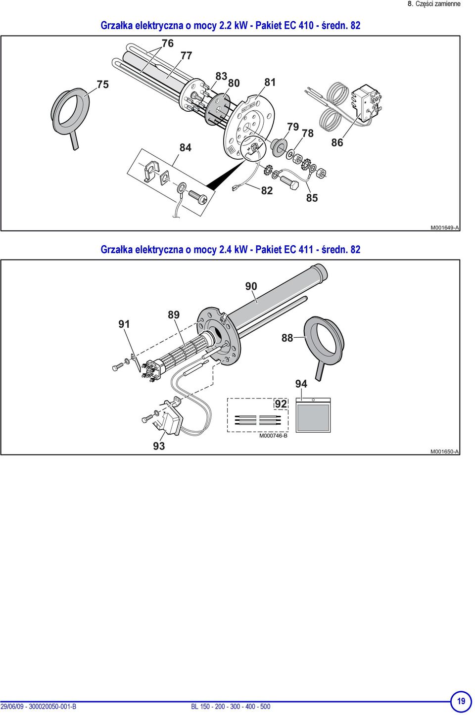 82 76 77 83 75 80 81 84 79 78 86 82 85 M001649-A Grzałka elektryczna