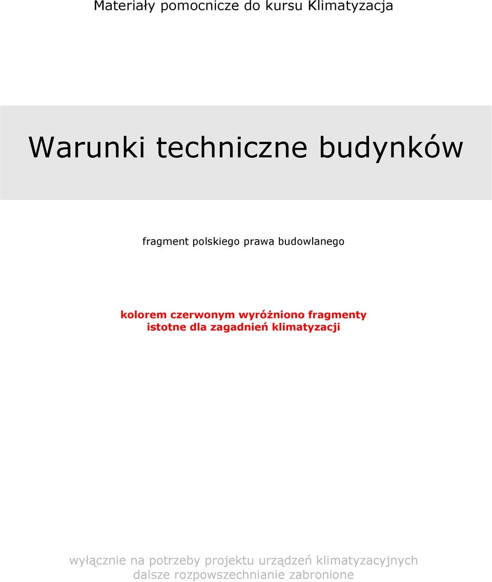 wyróŝniono fragmenty istotne dla zagadnień klimatyzacji wyłącznie na