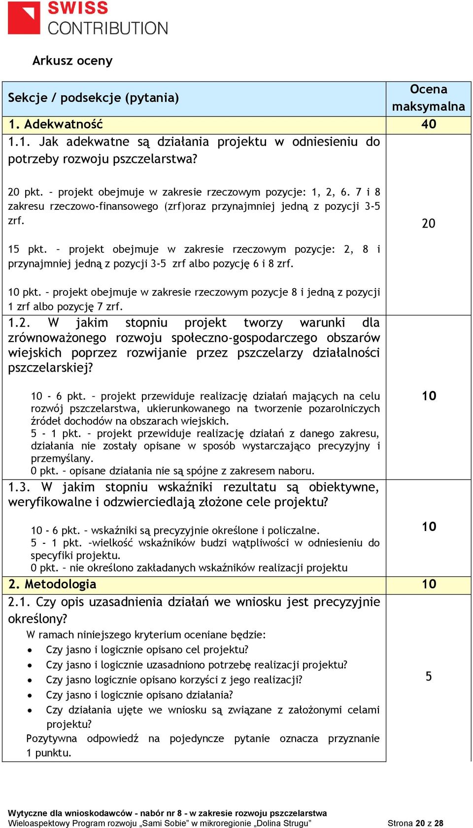 projekt obejmuje w zakresie rzeczowym pozycje: 2, 8 i przynajmniej jedną z pozycji 3-5 zrf albo pozycję 6 i 8 zrf. 10 pkt.