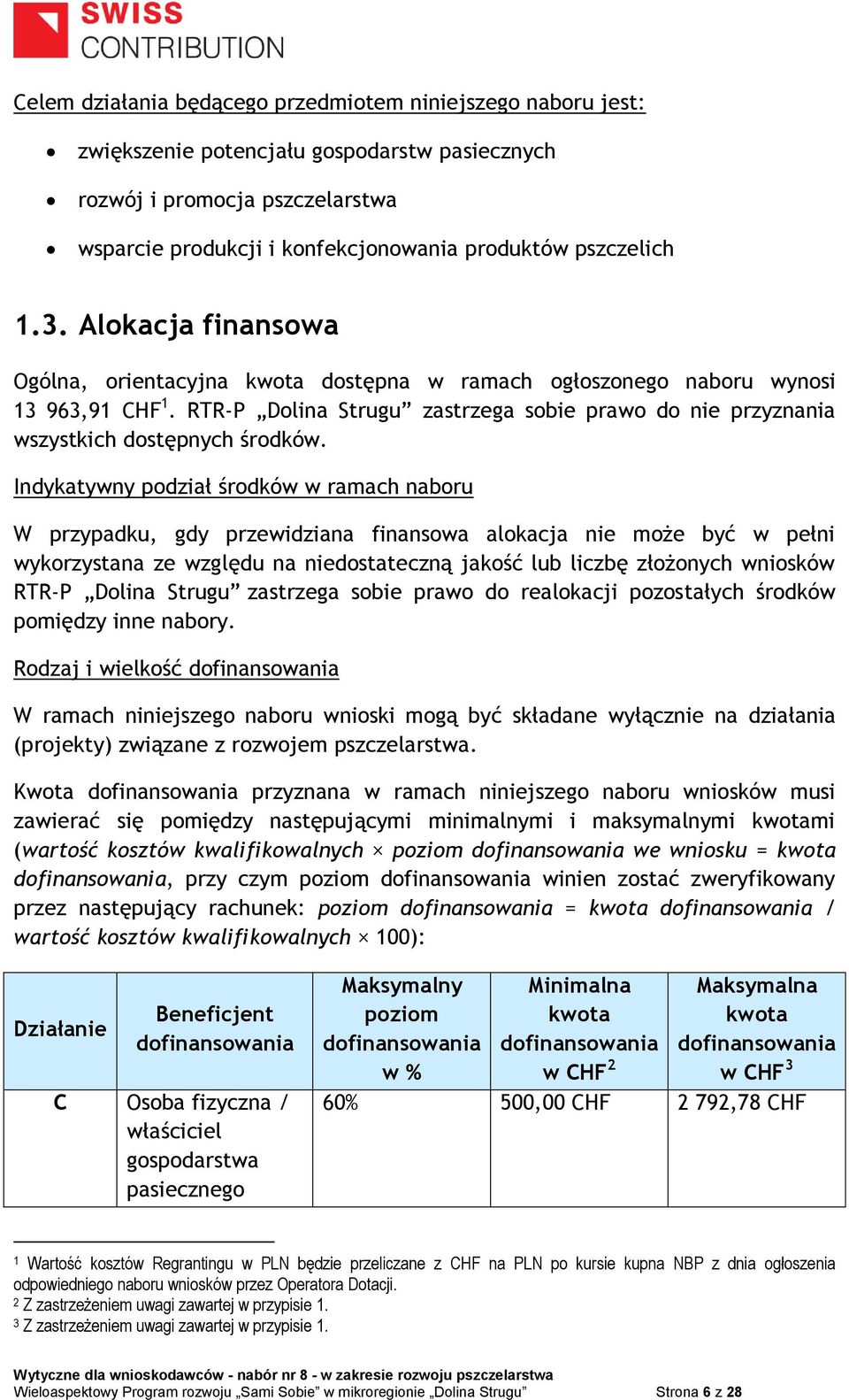 RTR-P Dolina Strugu zastrzega sobie prawo do nie przyznania wszystkich dostępnych środków.